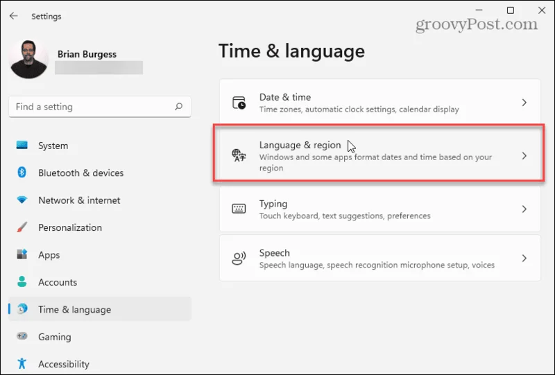 Acessando configurações de idioma