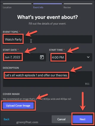 Cómo crear un evento en Discord