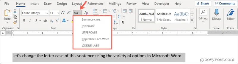 วิธีการเปลี่ยนตัวพิมพ์ใหญ่หรือตัวพิมพ์เล็กใน Microsoft Word