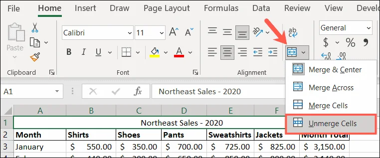 Cómo combinar y separar celdas en Microsoft Excel