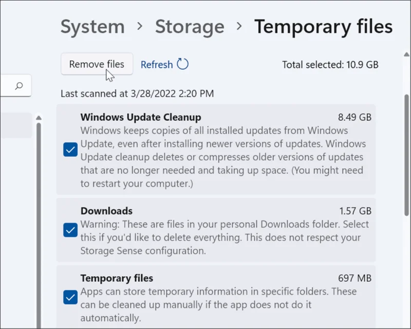 4 formas de eliminar archivos temporales en Windows 11