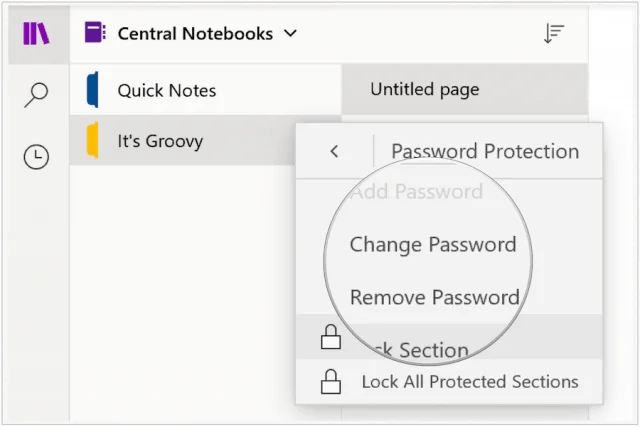 Modifier le mot de passe dans OneNote