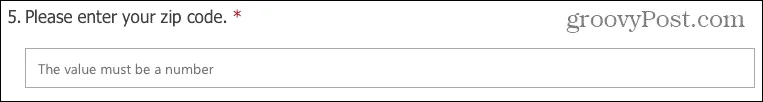 Ejemplo de restricción en Microsoft Forms