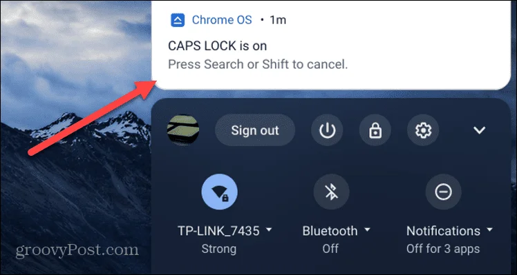 Notifica di attivazione Caps Lock