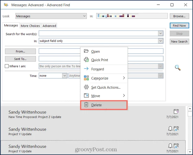 Cara Cari dan Padam E-mel mengikut Tarikh dalam Microsoft Outlook