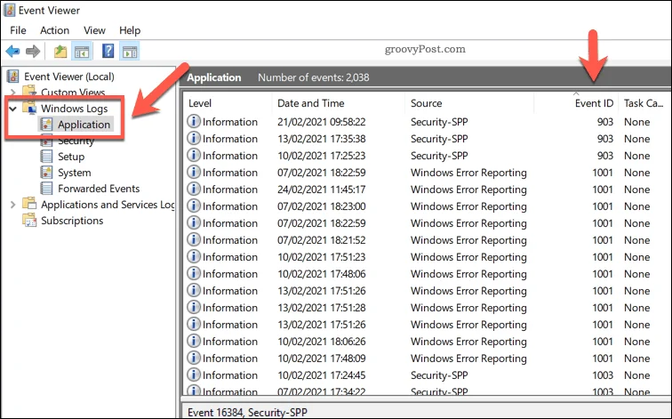 Dziennik błędów systemu Windows