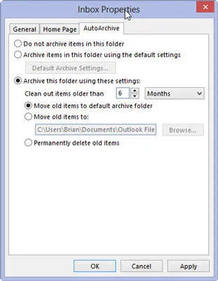 Legen Sie die AutoArchivierung von Outlook für einzelne Ordner fest