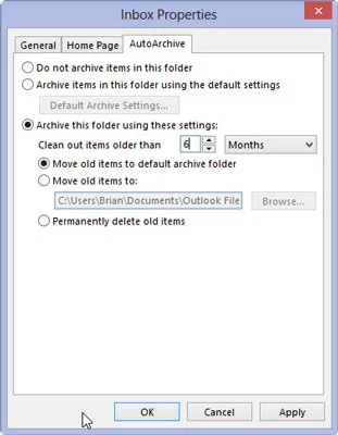 Legen Sie die AutoArchivierung von Outlook für einzelne Ordner fest