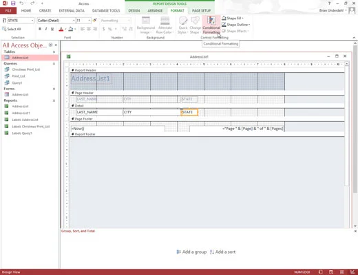 So erstellen Sie eine bedingte Formatierung in Access 2013