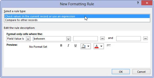 So erstellen Sie eine bedingte Formatierung in Access 2013