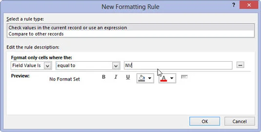 So erstellen Sie eine bedingte Formatierung in Access 2013
