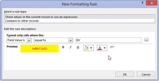 So erstellen Sie eine bedingte Formatierung in Access 2013