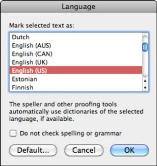 Word 2011 für Mac: Ändern des Wörterbuchs in eine andere Sprache