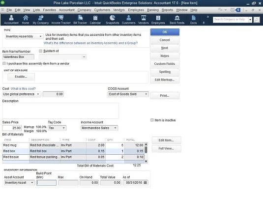 Usando QuickBooks para gerenciar estoque em uma empresa de manufatura
