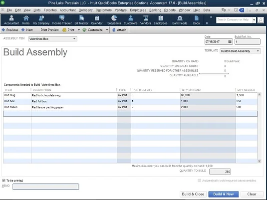 Usando QuickBooks para gerenciar estoque em uma empresa de manufatura