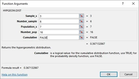 Verwenden der hypergeometrischen Verteilung für die statistische Analyse mit Excel