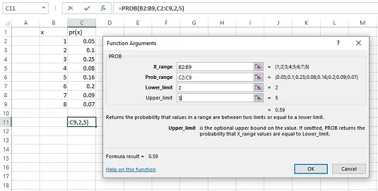 Excel-Arbeitsblattfunktionen für Wahrscheinlichkeiten und Verteilungen