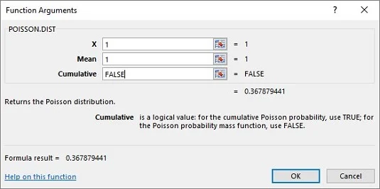 Como usar a função POISSON.DIST do Excel