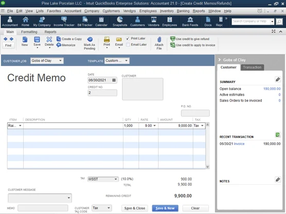Como preparar um memorando de crédito no QuickBooks 2021