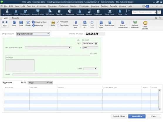 Como escrever cheques de QuickBooks 2021