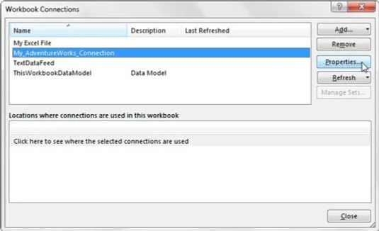 Atualizar e gerenciar conexões de dados externos do Power Pivot
