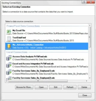 Atualizar e gerenciar conexões de dados externos do Power Pivot