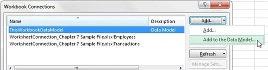 Hinzufügen einer neuen Tabelle zum internen Datenmodell von Excel