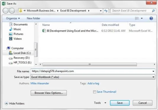 Veröffentlichen einer Excel-Arbeitsmappe in SharePoint