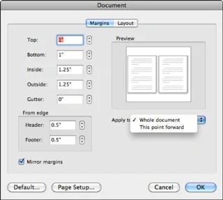 So legen Sie Ränder in Word 2011 für Mac fest