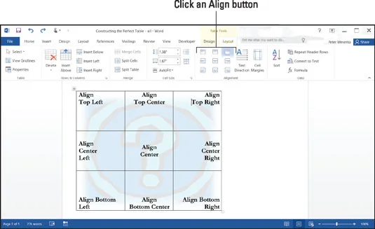 So richten Sie Text in Tabellenspalten und -zeilen in Word 2016 aus