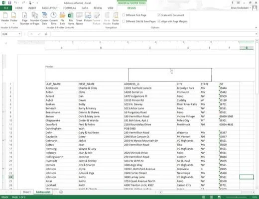 So erstellen Sie eine benutzerdefinierte Kopf- oder Fußzeile in Excel 2013