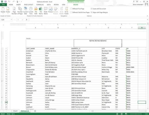 So erstellen Sie eine benutzerdefinierte Kopf- oder Fußzeile in Excel 2013