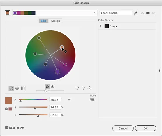 Guides de couleurs et thèmes de couleurs Illustrator CC
