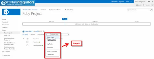 So erstellen Sie Aufgabenlisten mit der Gantt-Diagrammansicht in SharePoint 2013