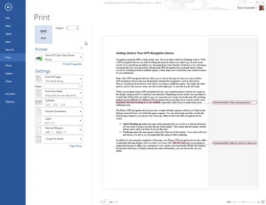 So drucken Sie Kommentare in Word 2013
