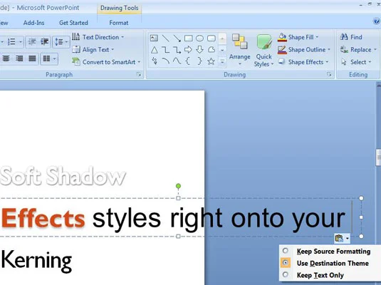 PowerPoint 2007-Einfügeoptionen
