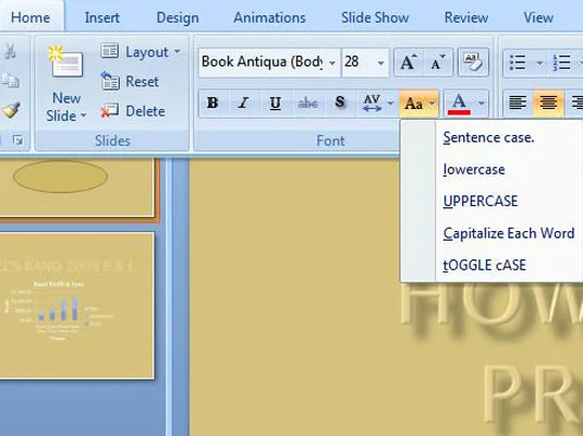 So korrigieren Sie die Groß-/Kleinschreibung in PowerPoint 2007