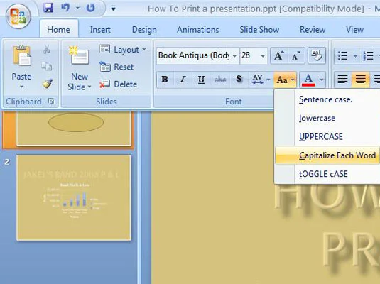 So korrigieren Sie die Groß-/Kleinschreibung in PowerPoint 2007