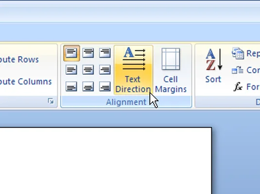 Como alterar o alinhamento e a orientação do texto em uma tabela do Word 2007