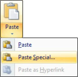 Pegado especial en Word 2007