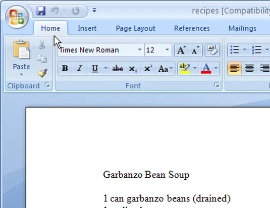 So navigieren Sie im Menüband von Word 2007