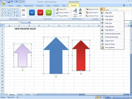 Ausrichten mehrerer Grafikobjekte in Excel 2007