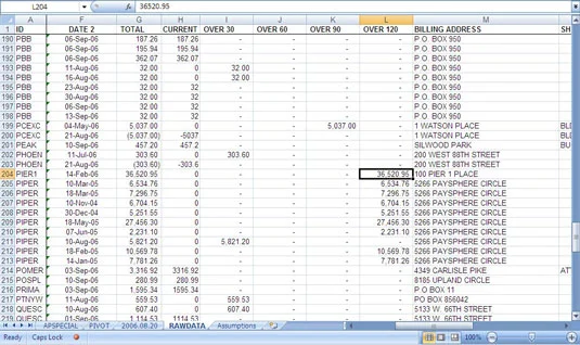 Einfrieren von Bereichen in einem Excel 2007-Arbeitsblatt