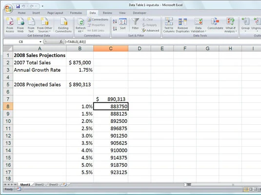 So erstellen Sie eine Datentabelle mit einer Variablen in Excel 2007