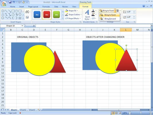 Reordenando e agrupando objetos gráficos no Excel 2007