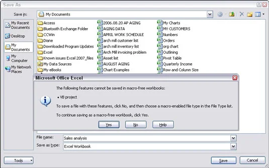 Speichern und Verwenden einer makroaktivierten Excel 2007-Arbeitsmappe