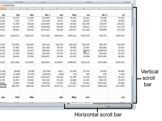 Blättern durch ein Excel 2007-Arbeitsblatt