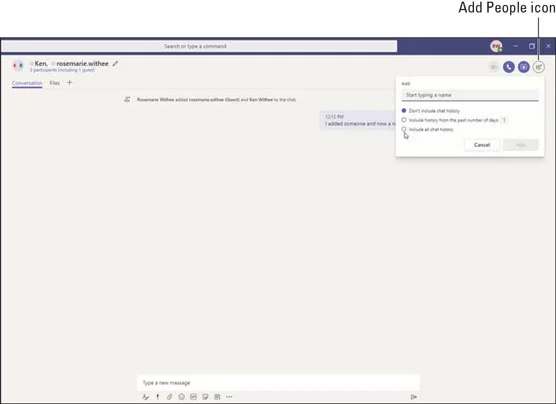 Como passar dos canais do Microsoft Teams para os bate-papos