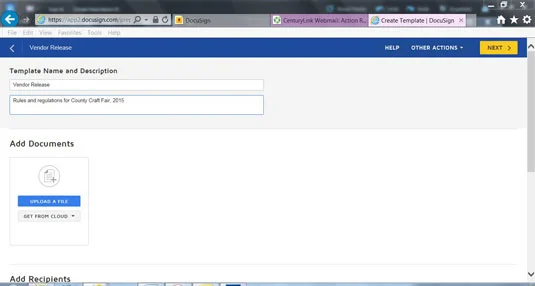 Créer un nouveau modèle dans DocuSign