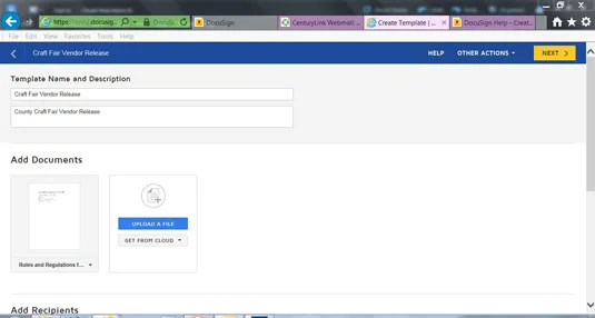 Configurer le modèle dans DocuSign